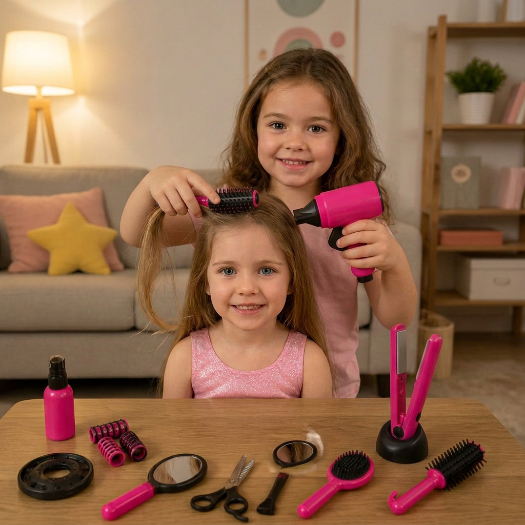 14-Piece Kids Hair Styling Salon Pretend Play Set