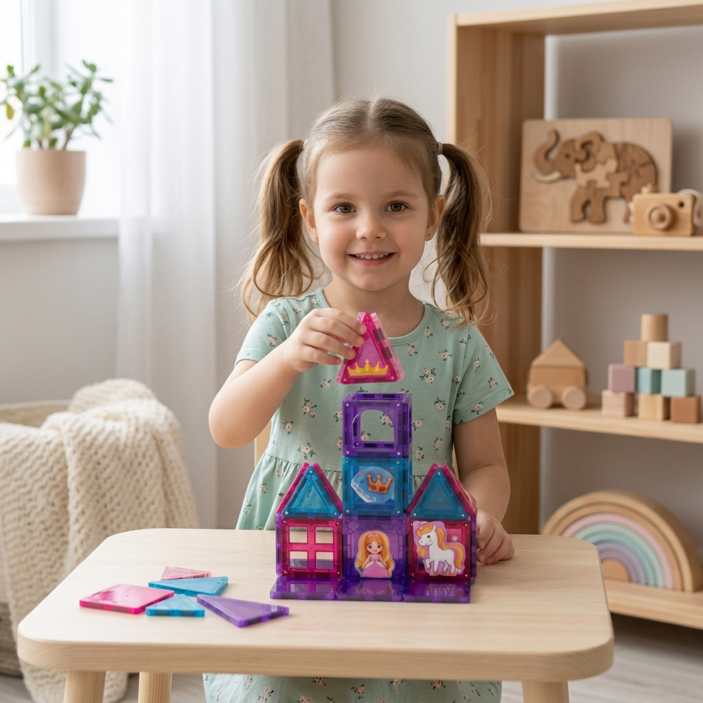 Princess Castle Travel Play Set with Compact Metal Storage Box