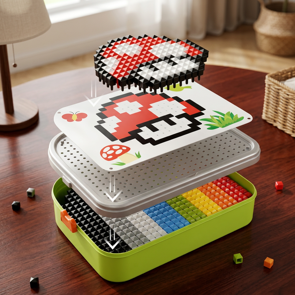 Kids Montessori Mushroom Pegboard Mosaic Puzzle Set