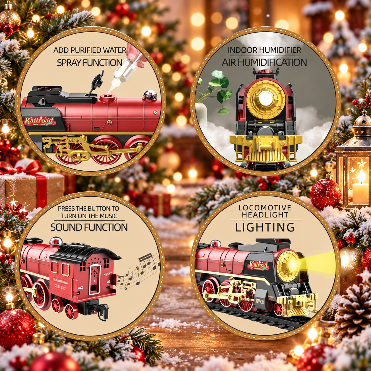 Kids’ Electric Train Set with Lights, Sounds & Steam Effects