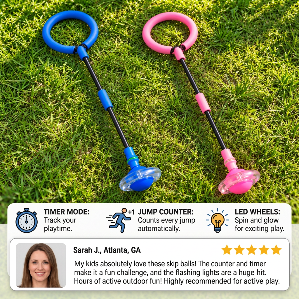 3-in-1 LED Skip Ball with Jump Counter & Timer for Kids