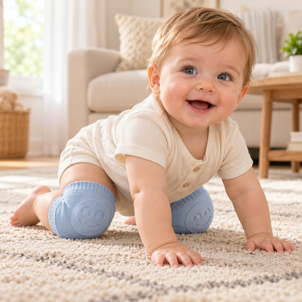 Baby Crawling Knee Pads – Non-Slip Protection with Smiley Face Design