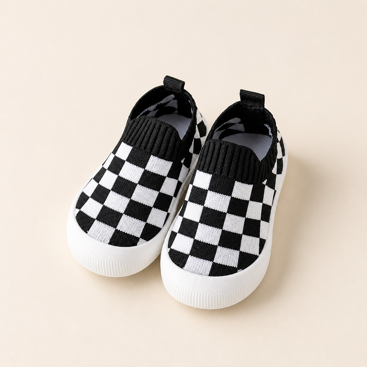 Checkered Lightweight Baby Walking Shoes with Soft, Non-Slip Soles