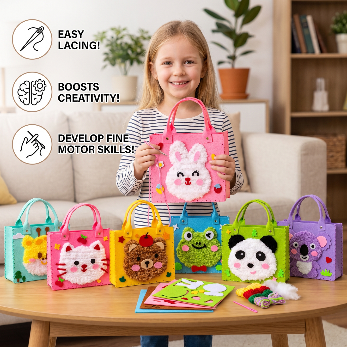 Kids DIY Plush Tote Bag Craft Kit
