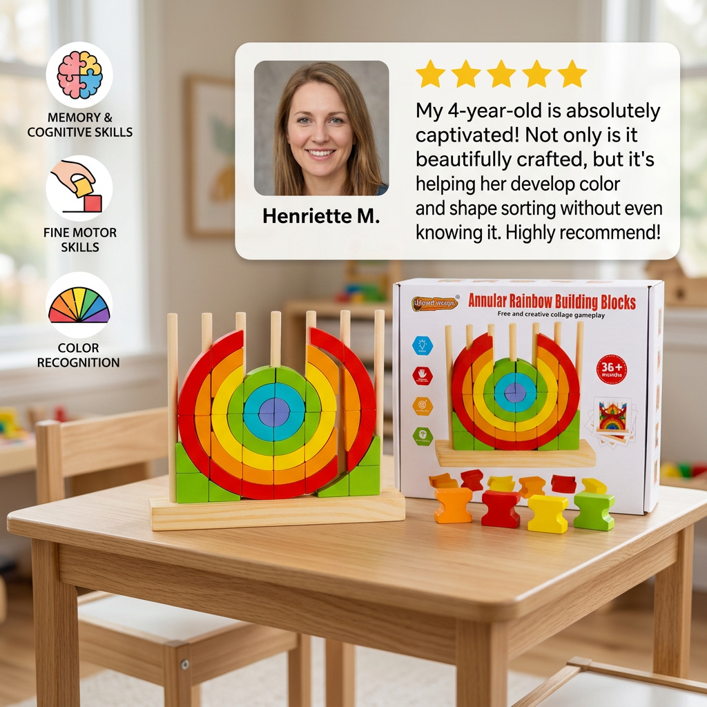 Montessori Wooden Rainbow Stacking & Matching Puzzle