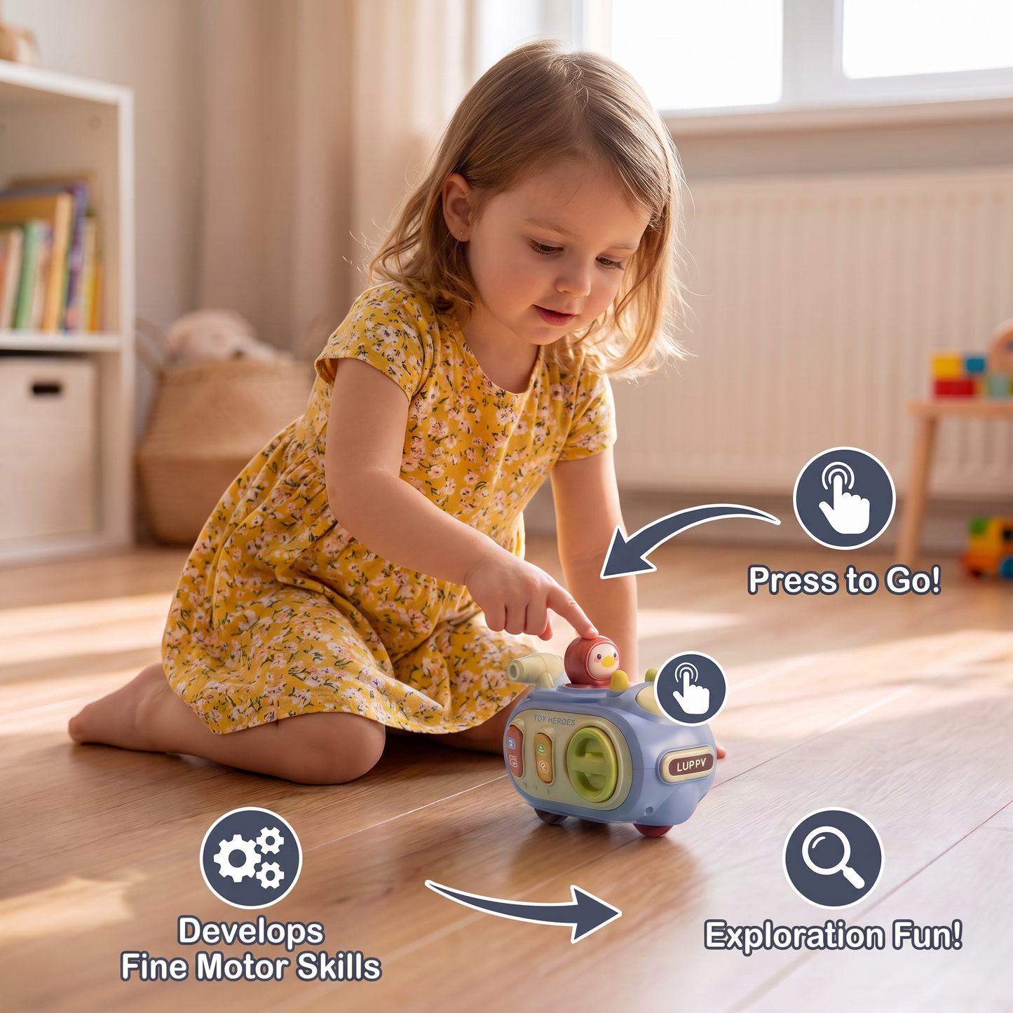 5-in-1 Press & Go Busy Car Toy for Fine Motor Skills Development