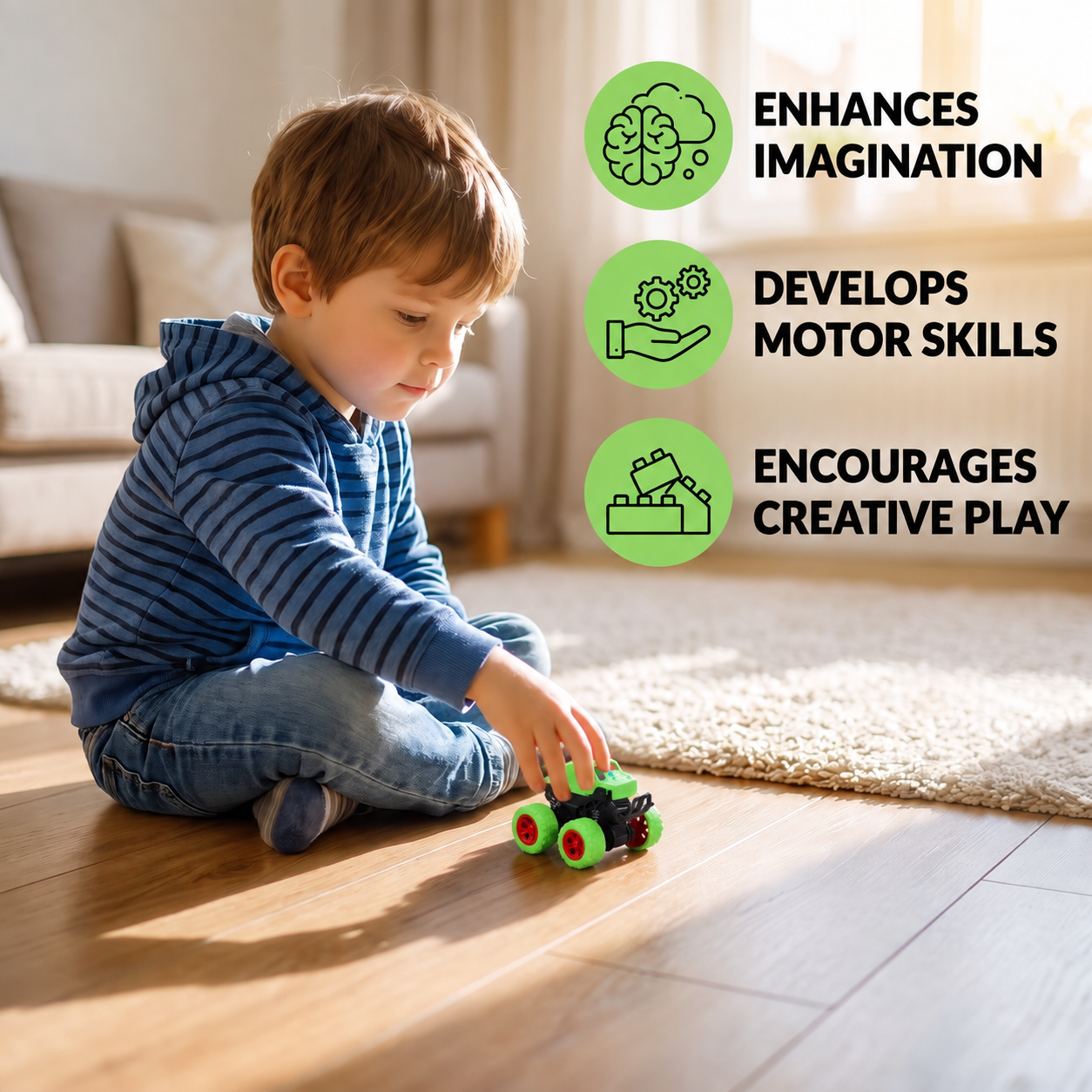 Friction-Powered Monster Truck Stunt Car for Kids