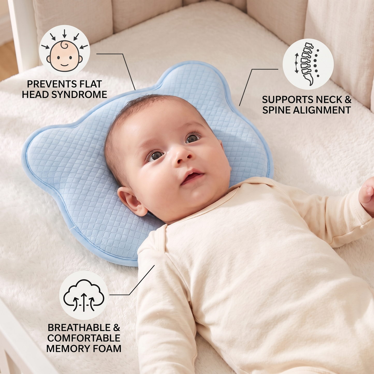 Memory Foam Baby Comfort Support Pillow