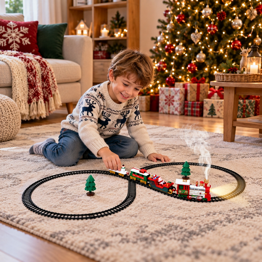 Kids’ Electric Train Set with Lights, Sounds & Steam Effects
