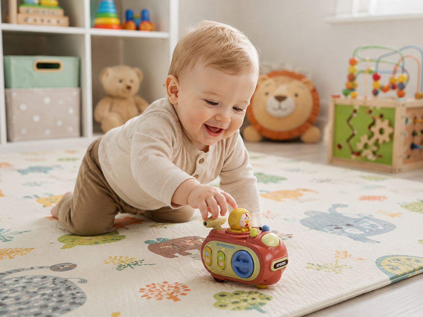 5-in-1 Press & Go Busy Car Toy for Fine Motor Skills Development