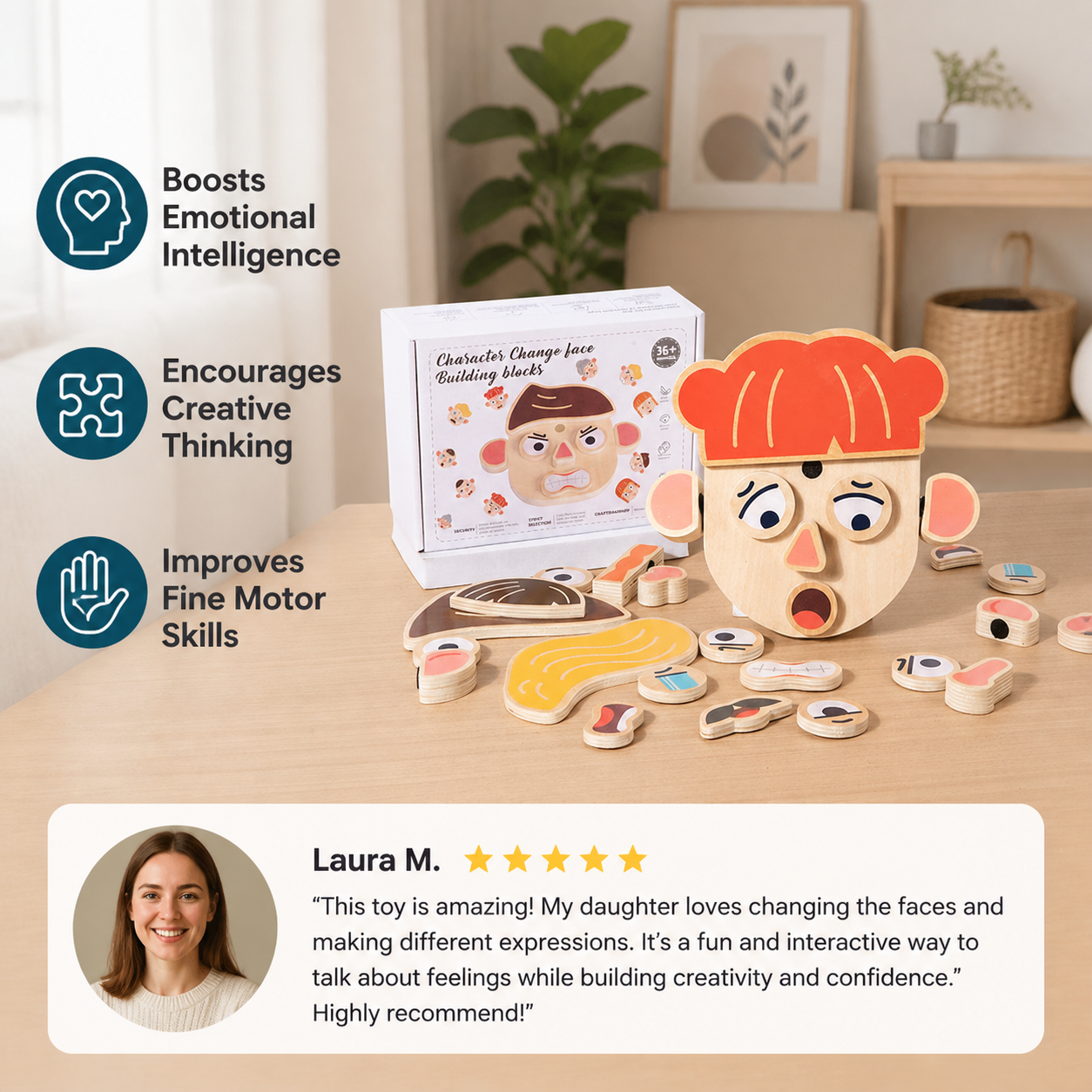 Wooden Facial Expressions & Emotions Learning Toy for Kids