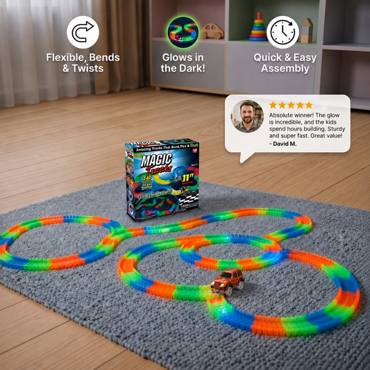Glow-in-the-Dark Flexible Sand Race Track Set for Kids