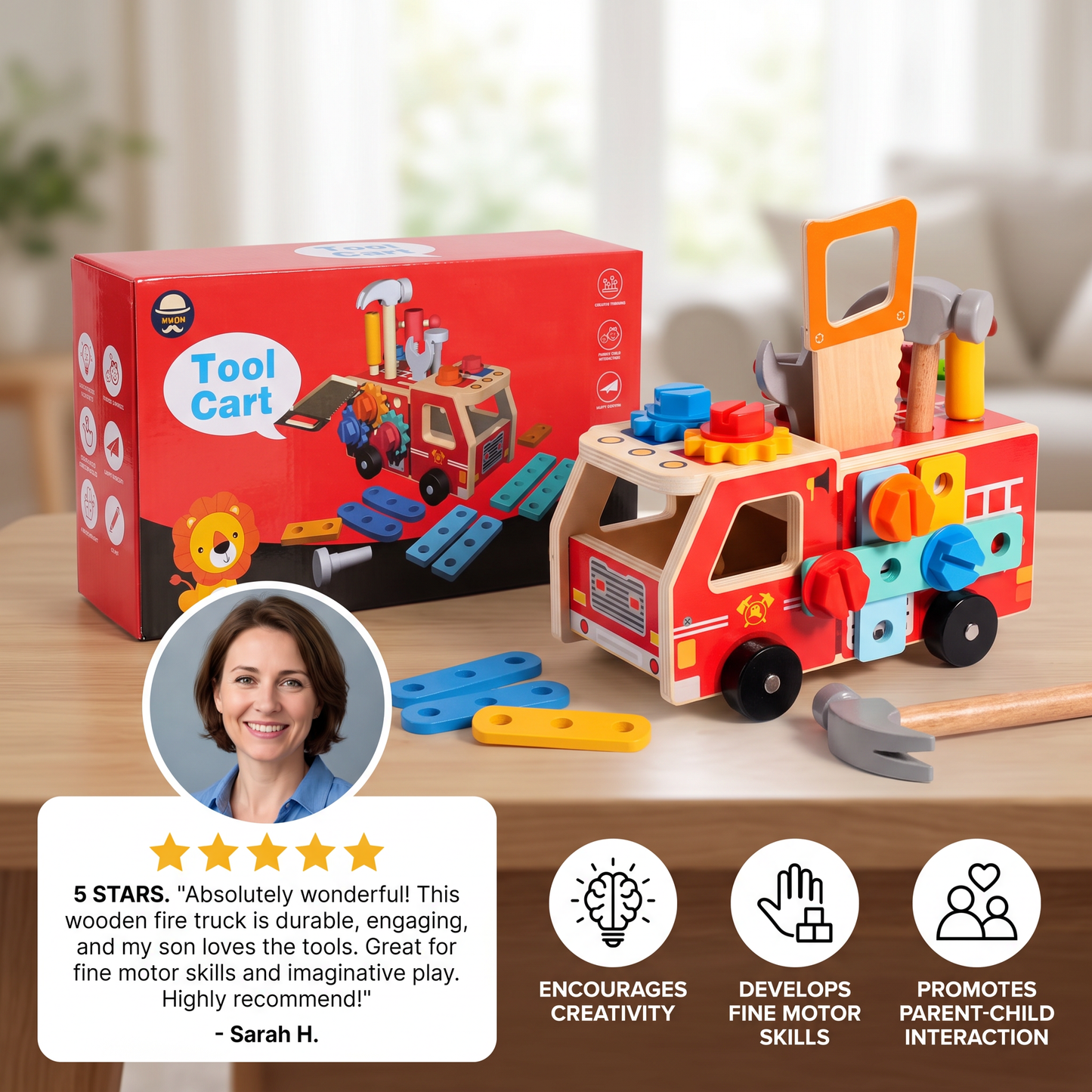 Montessori Wooden Firefighter Tool Box & Building Set