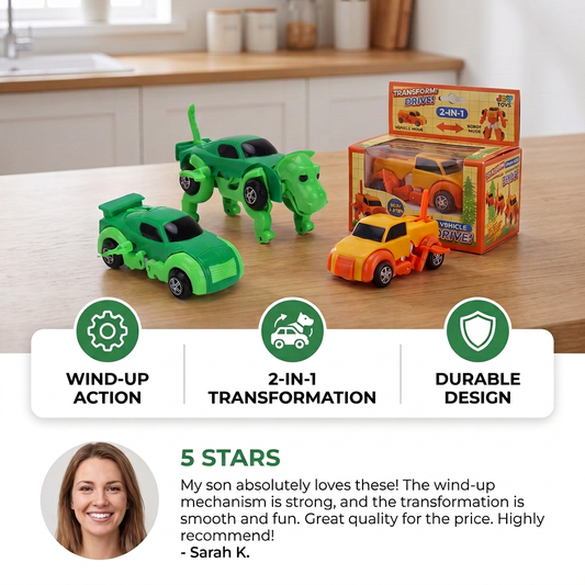Wind-Up Transforming Animal Car Toy