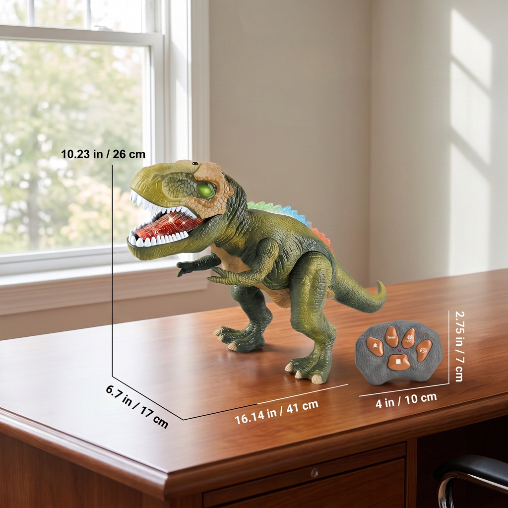 Remote Control Walking T-Rex – RC Dinosaur with Spray Mist, Lights & Sound