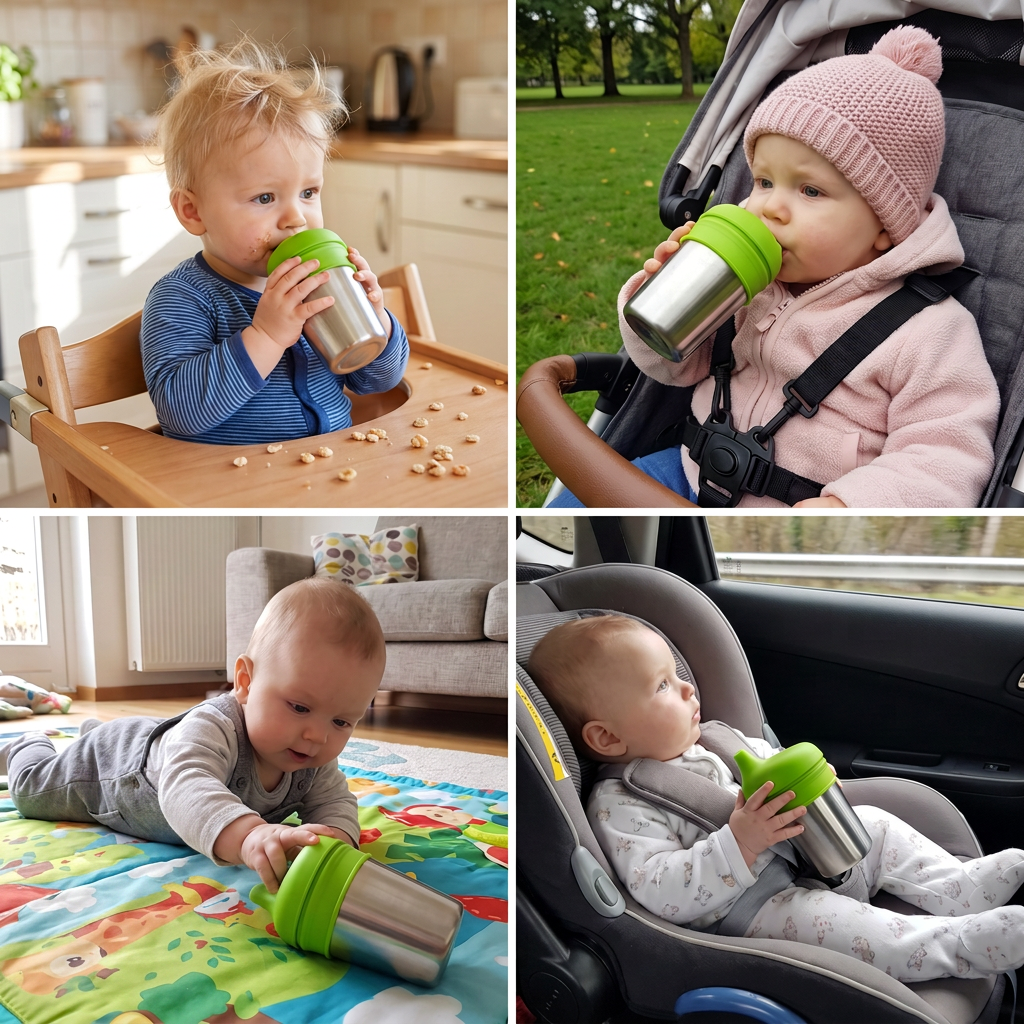 BPA-Free Spillproof Silicone Sippy Cup Lids with Straw