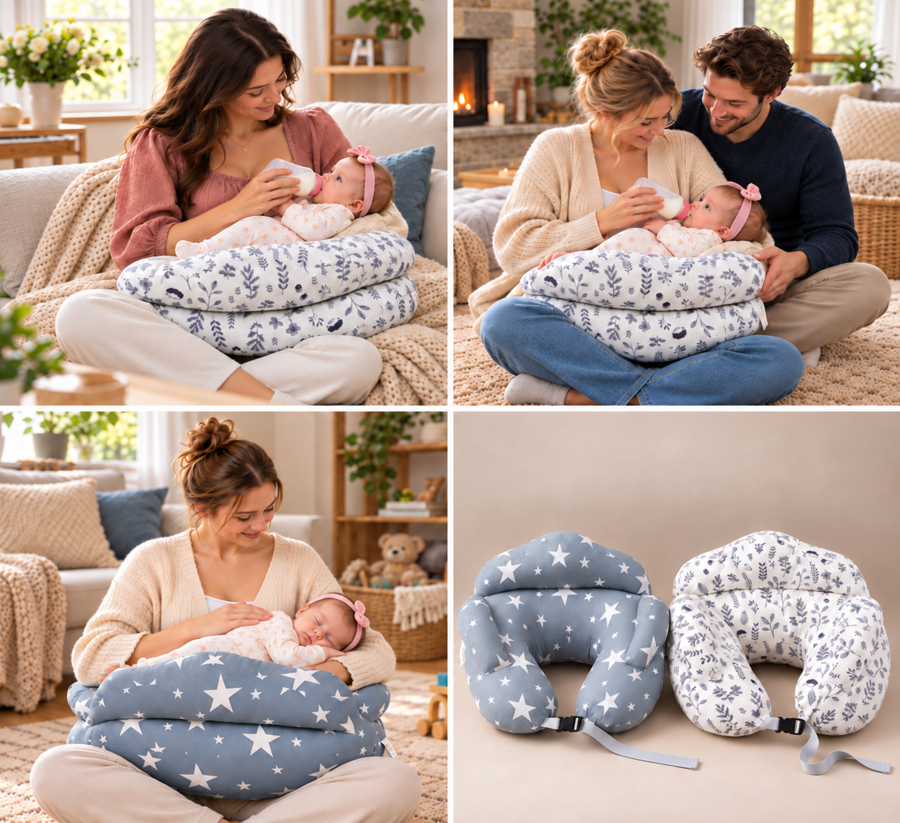 Multifunctional Nursing Pillow for Breastfeeding & Bottle Feeding with Removable Cover