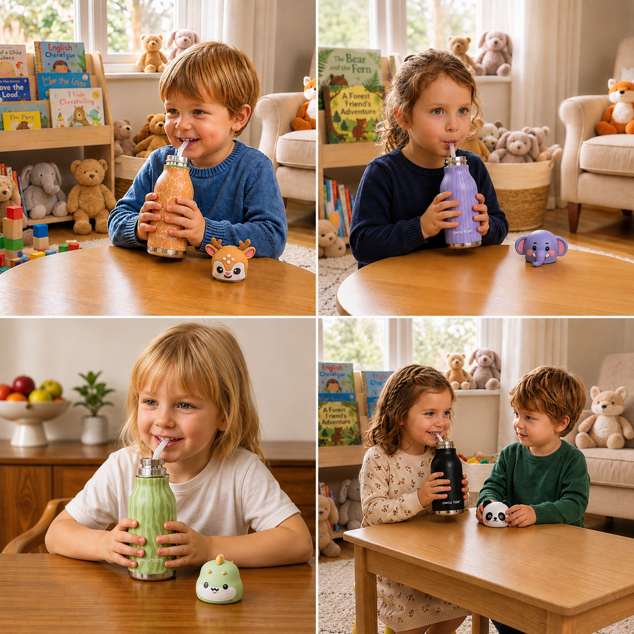 Cute Cartoon Animal Insulated Stainless Steel Straw Cup – 480ml