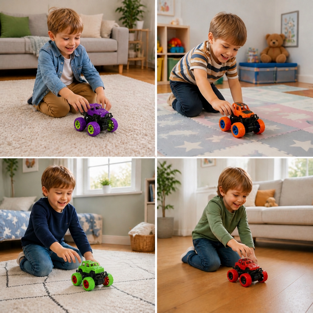 Friction-Powered Monster Truck Stunt Car for Kids