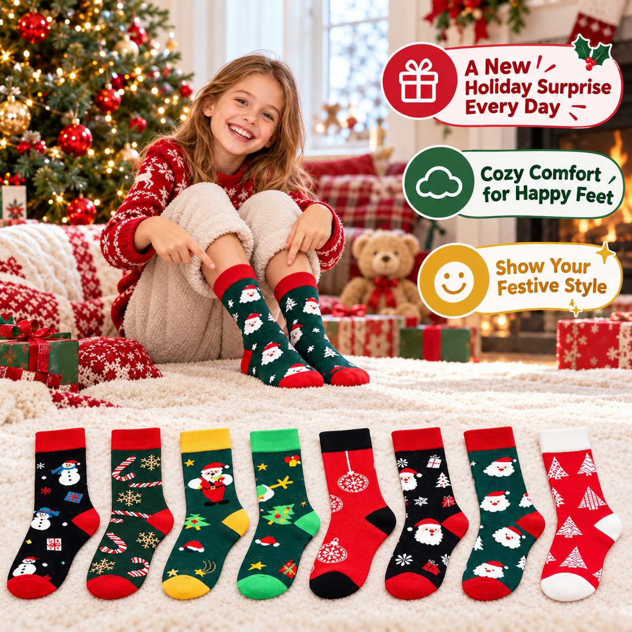 24-Days Christmas Socks Advent Calendar