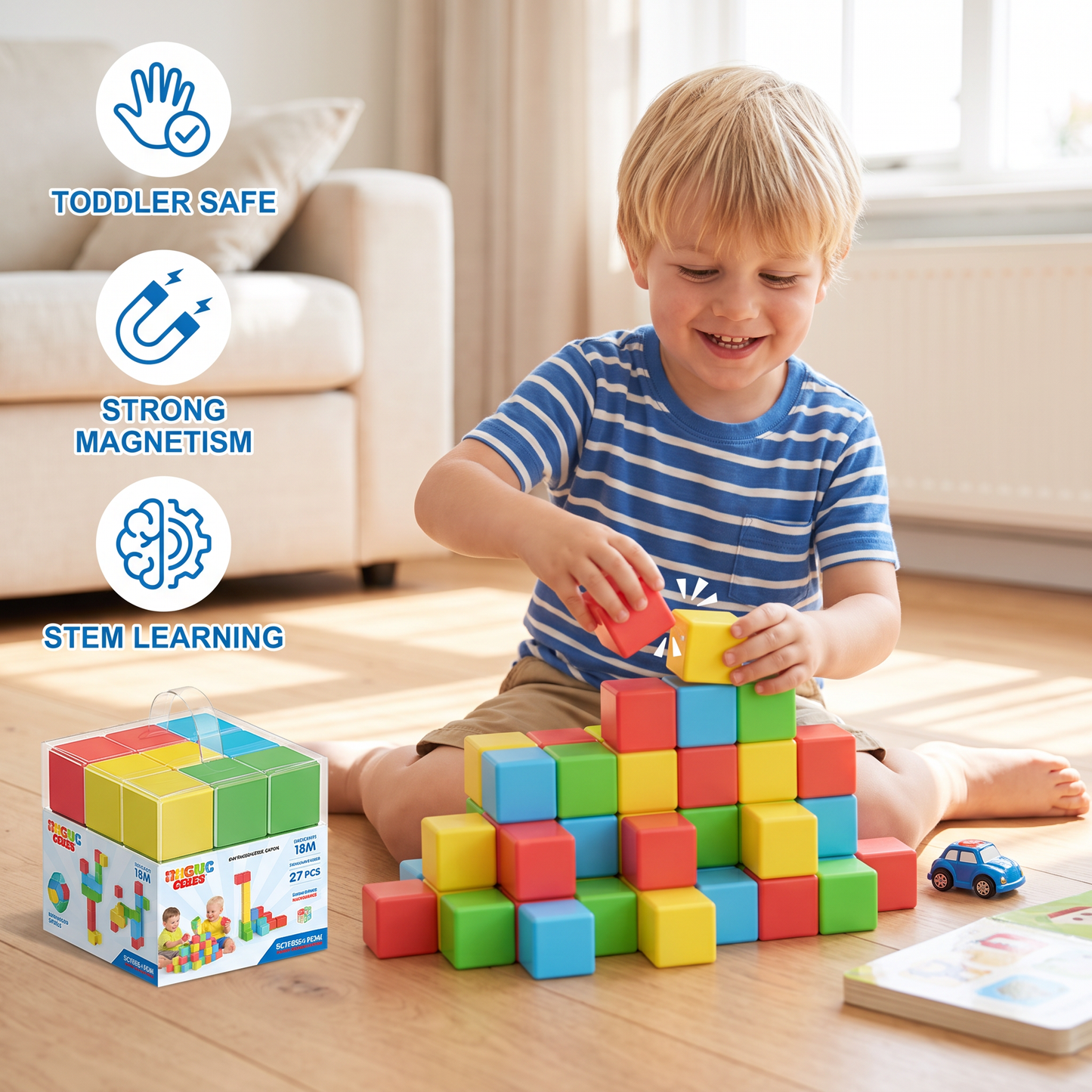 Toddler Safe 4.2cm Magnetic Building Cubes – STEM Learning Blocks