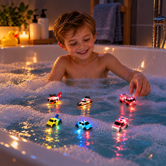6-Pack Color-Changing Emergency Vehicle Bath Toys for Babies & Toddlers