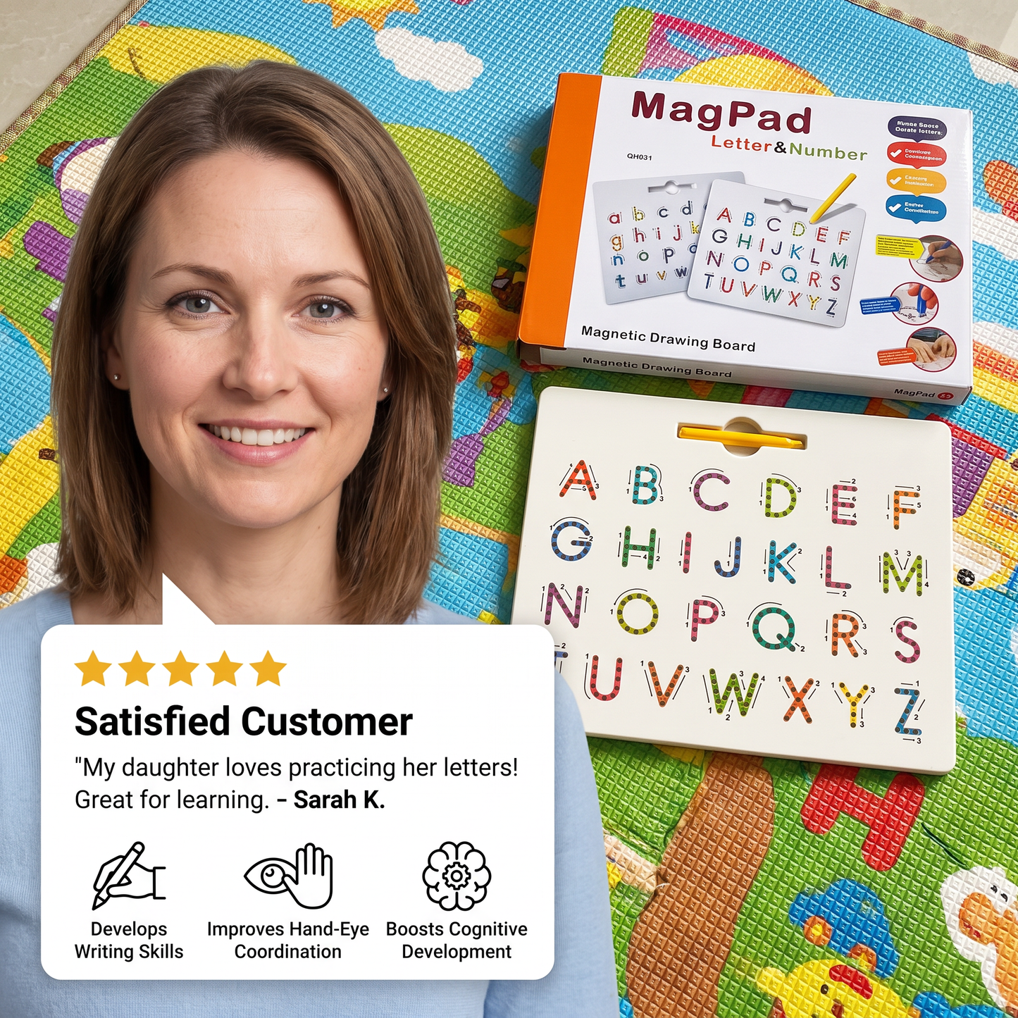 2-in-1 Magnetic Letter Tracing Board for Uppercase & Lowercase Writing Practice
