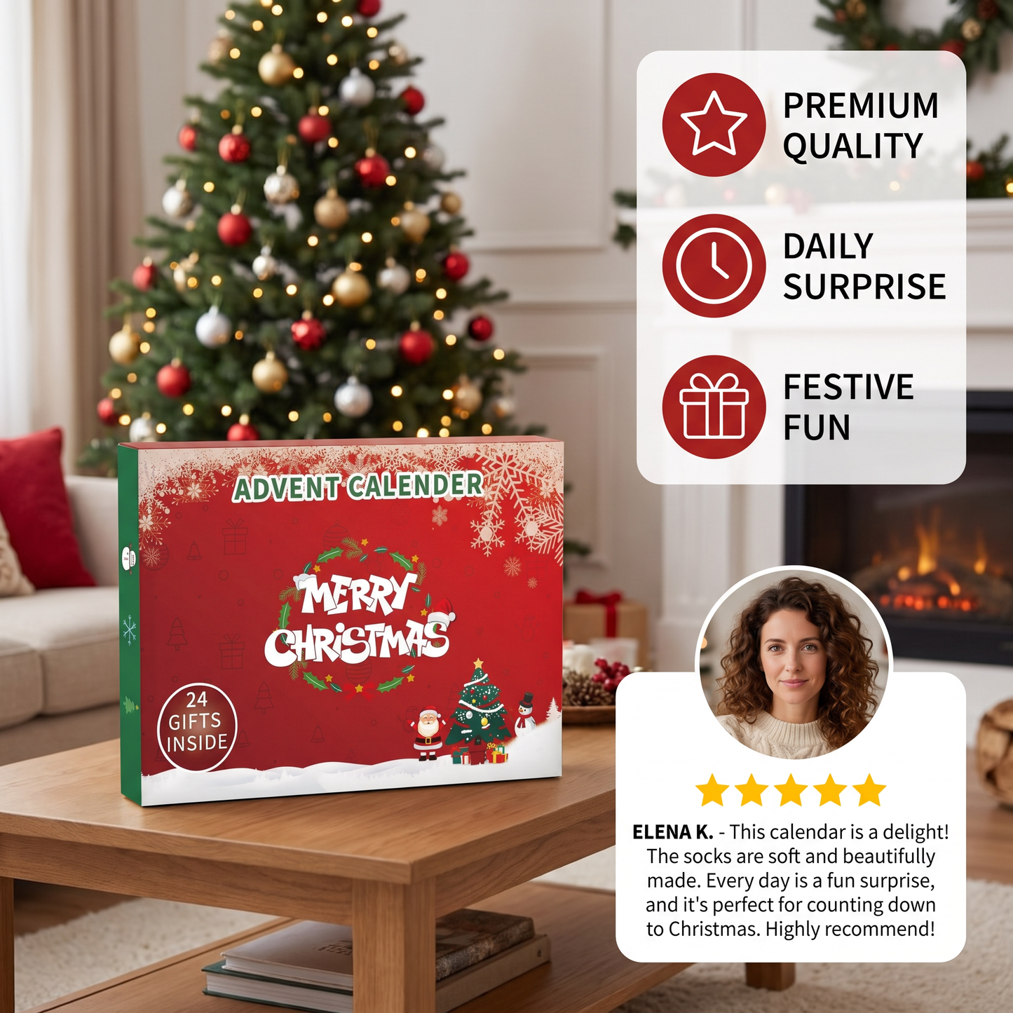 24-Days Christmas Socks Advent Calendar