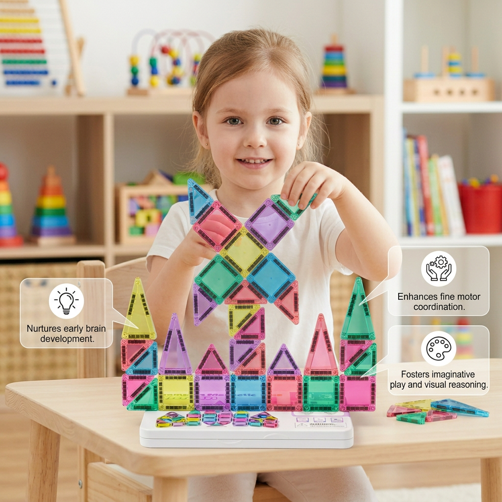 Compact Magnetic Tiles – 40-Piece Montessori Travel Set