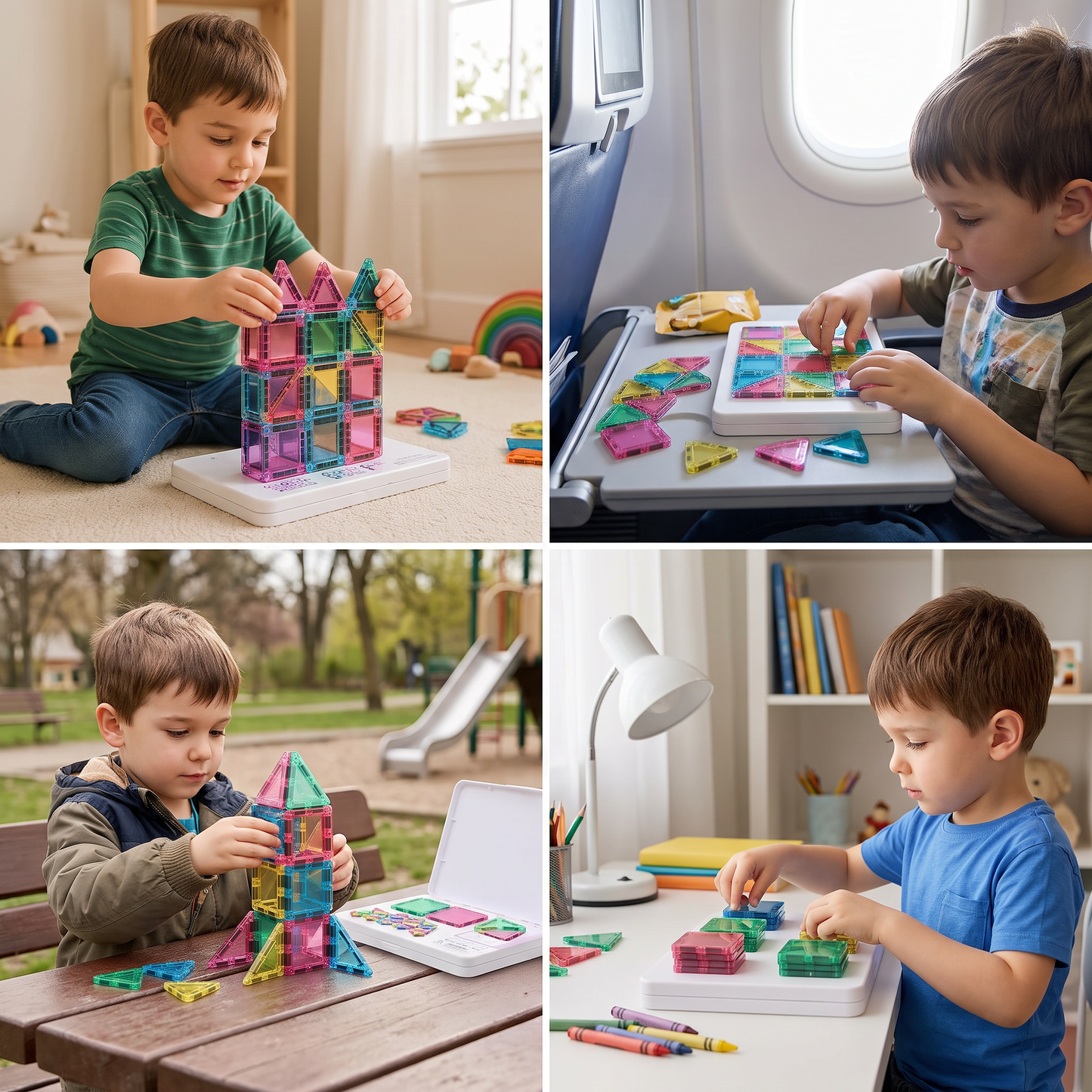 Compact Magnetic Tiles – 40-Piece Montessori Travel Set