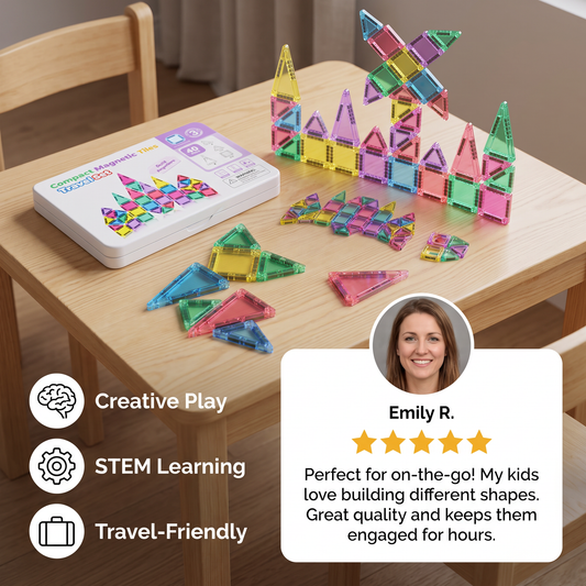 Compact Magnetic Tiles – 40-Piece Montessori Travel Set
