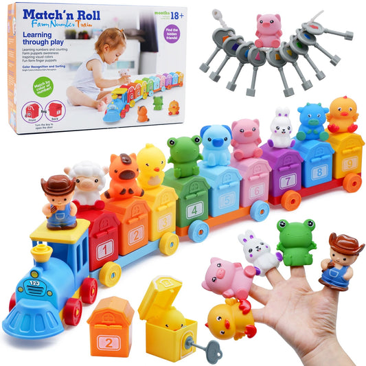 Educational Montessori Farm Number Train Toy