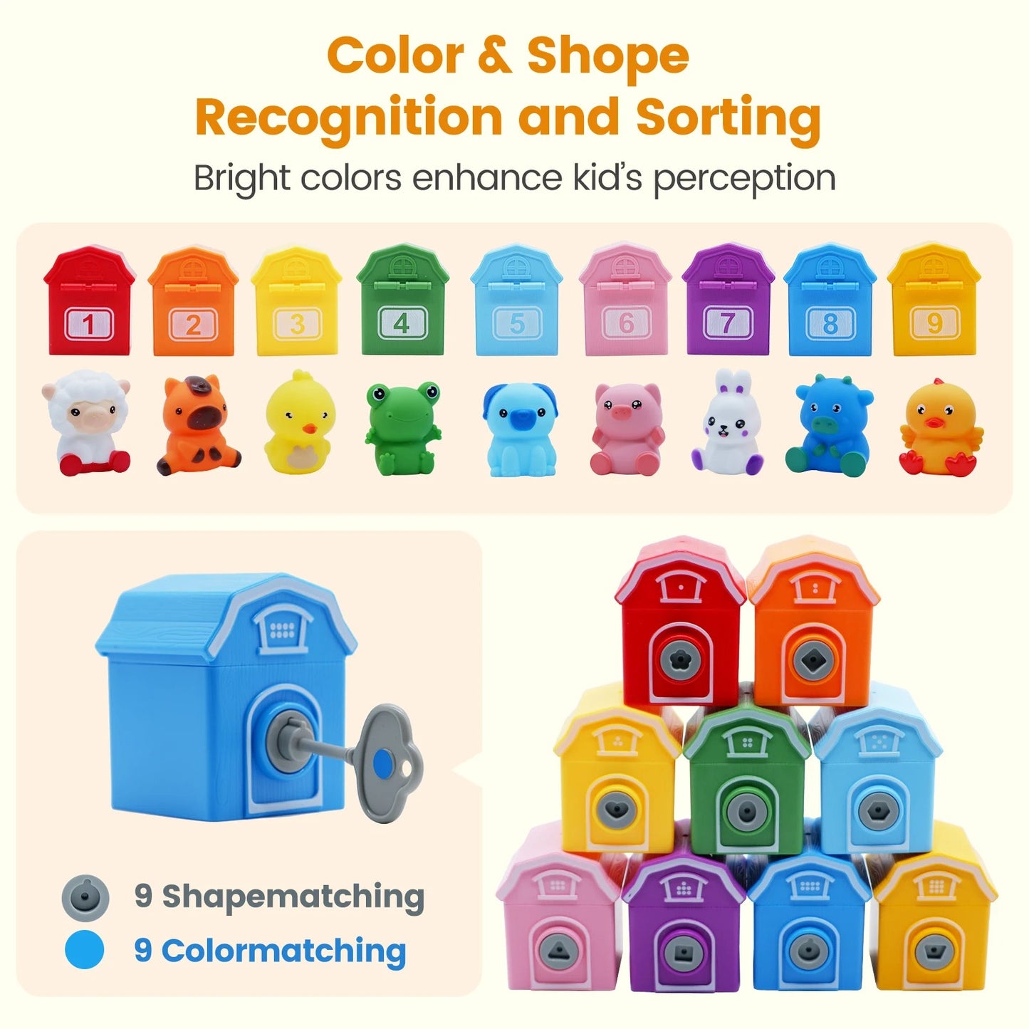 Educational Montessori Farm Number Train Toy