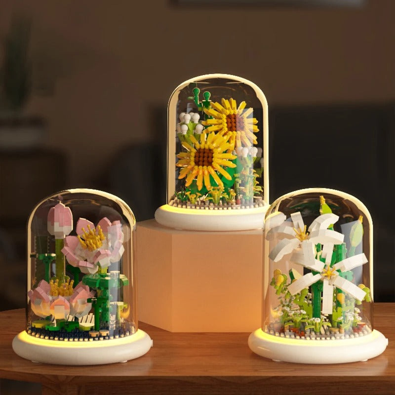 Elegant building block flower in a glass