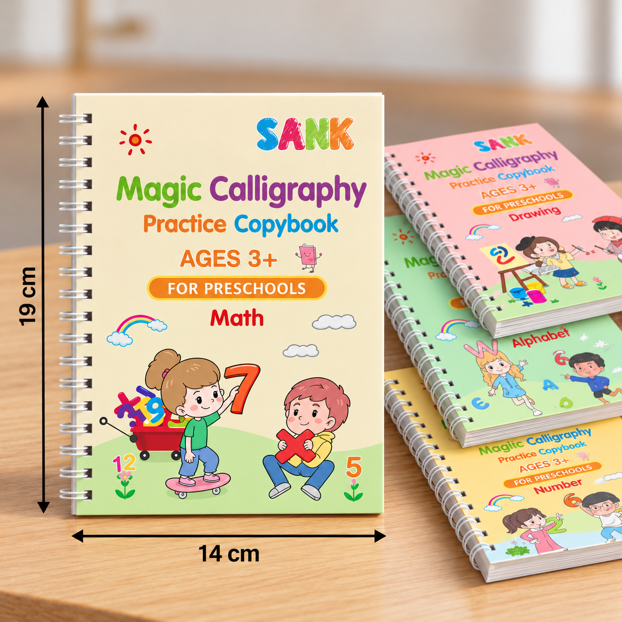 Magic Reusable Grooved Handwriting Practice Books with Disappearing Ink Pens