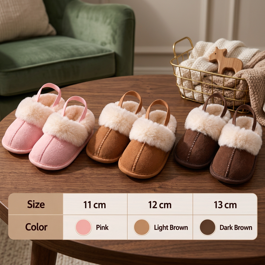 Fluffy Baby & Toddler Slippers with Soft Plush Lining and Non-Slip Soles