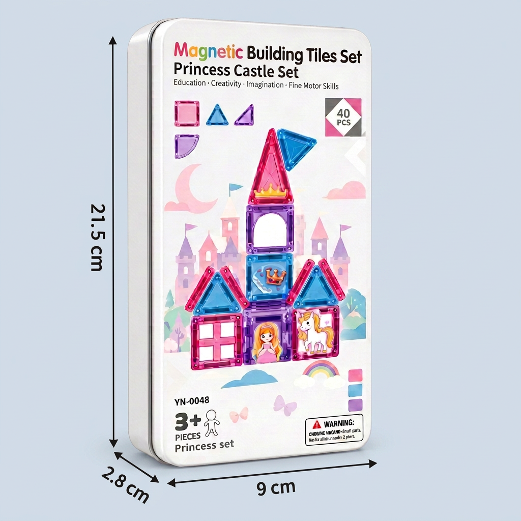 Princess Castle Travel Play Set with Compact Metal Storage Box