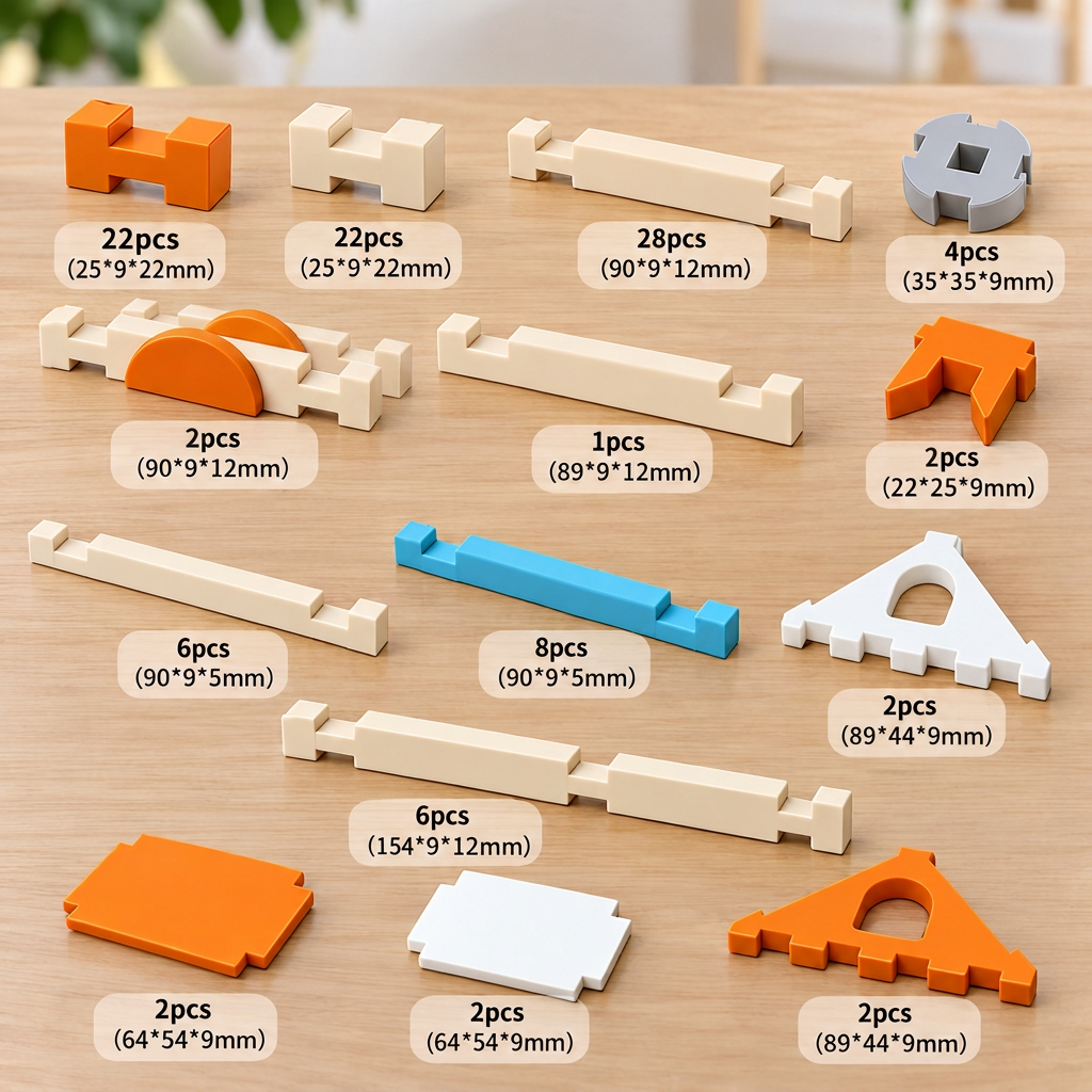Montessori wooden building block set – natural stacking and construction toy