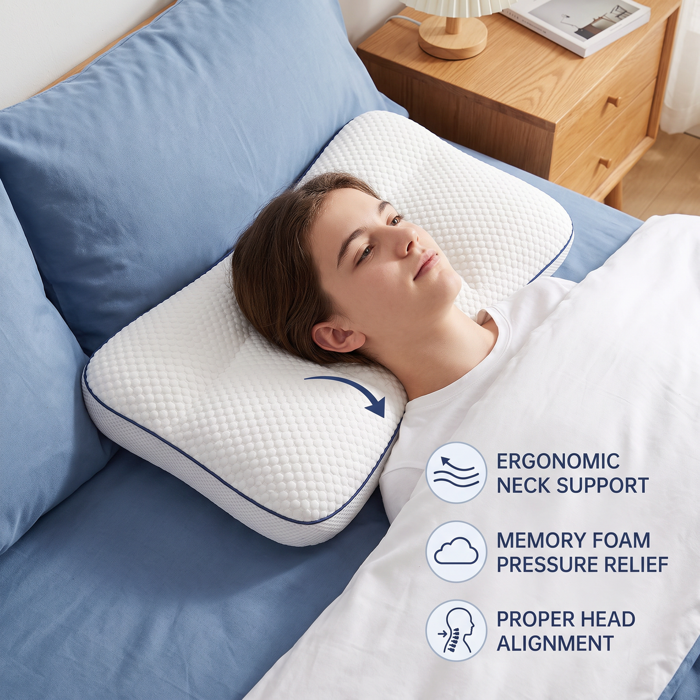 Ergonomic Neck Support Memory Foam Kids Pillow