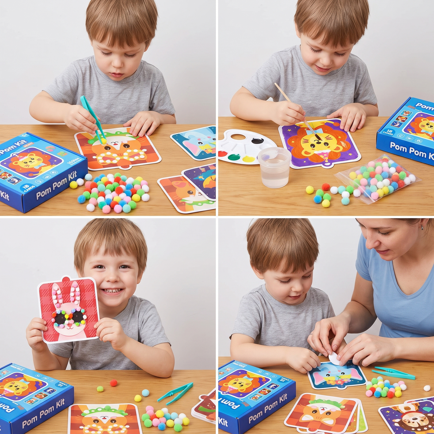 Fuzzy Pom Pom Animal Craft & Painting Kit