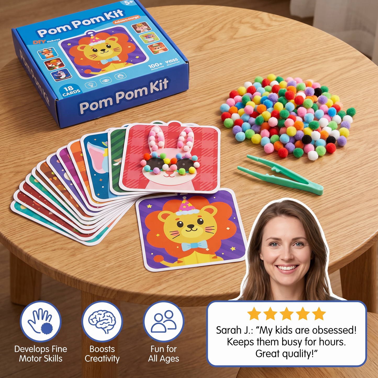 Fuzzy Pom Pom Animal Craft & Painting Kit