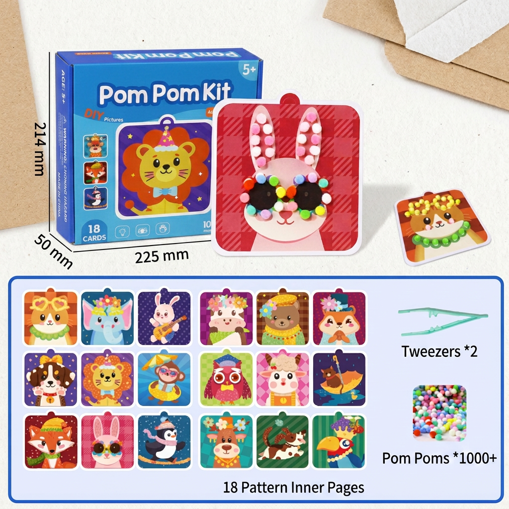 Fuzzy Pom Pom Animal Craft & Painting Kit