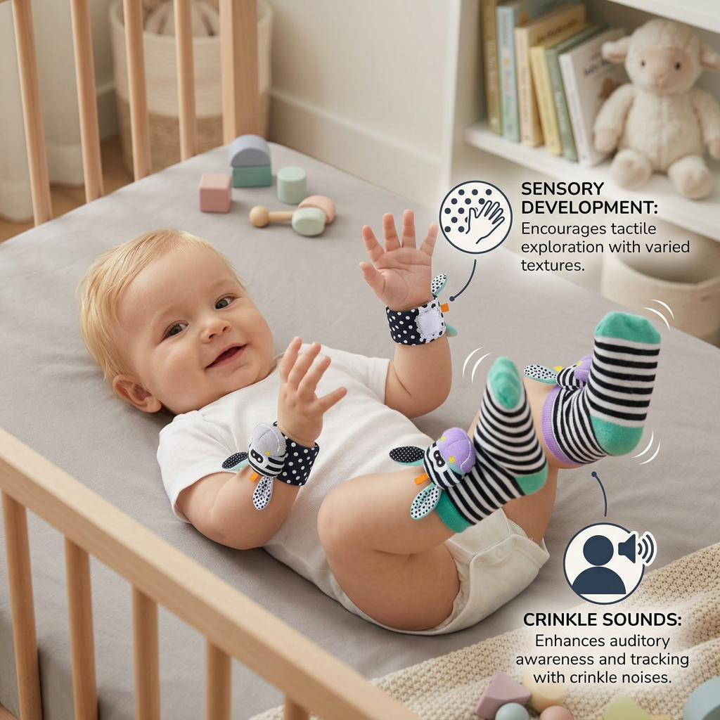 Sensory Baby Plush Socks and Wristband
