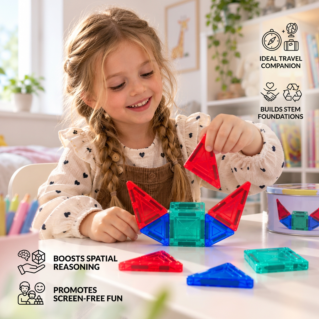 Magnetic Building Blocks Set for Kids – Travel-Friendly Storage Tin