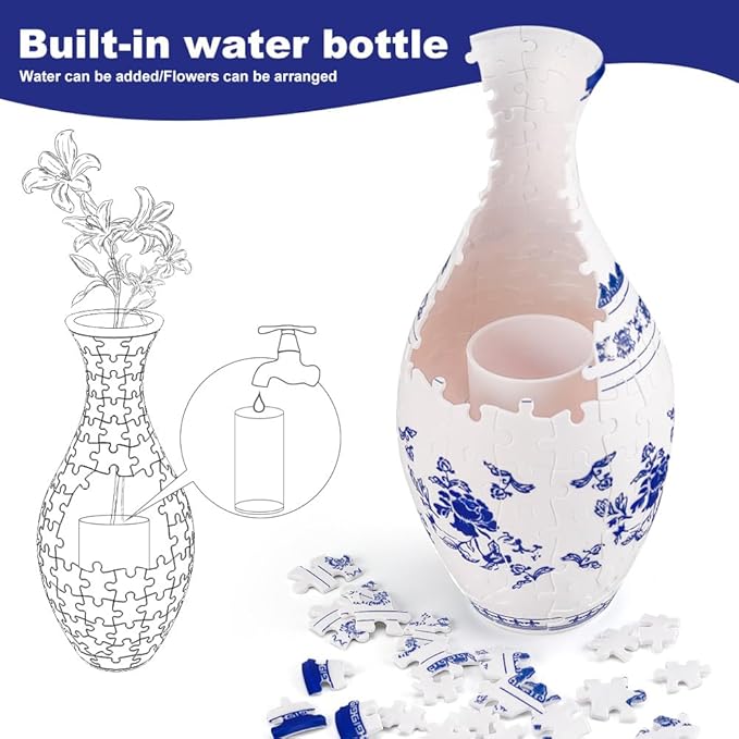 Elegant 3D puzzle vase - Suitable for real flowers