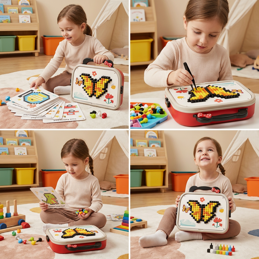 Kids Montessori Mushroom Pegboard Mosaic Puzzle Set