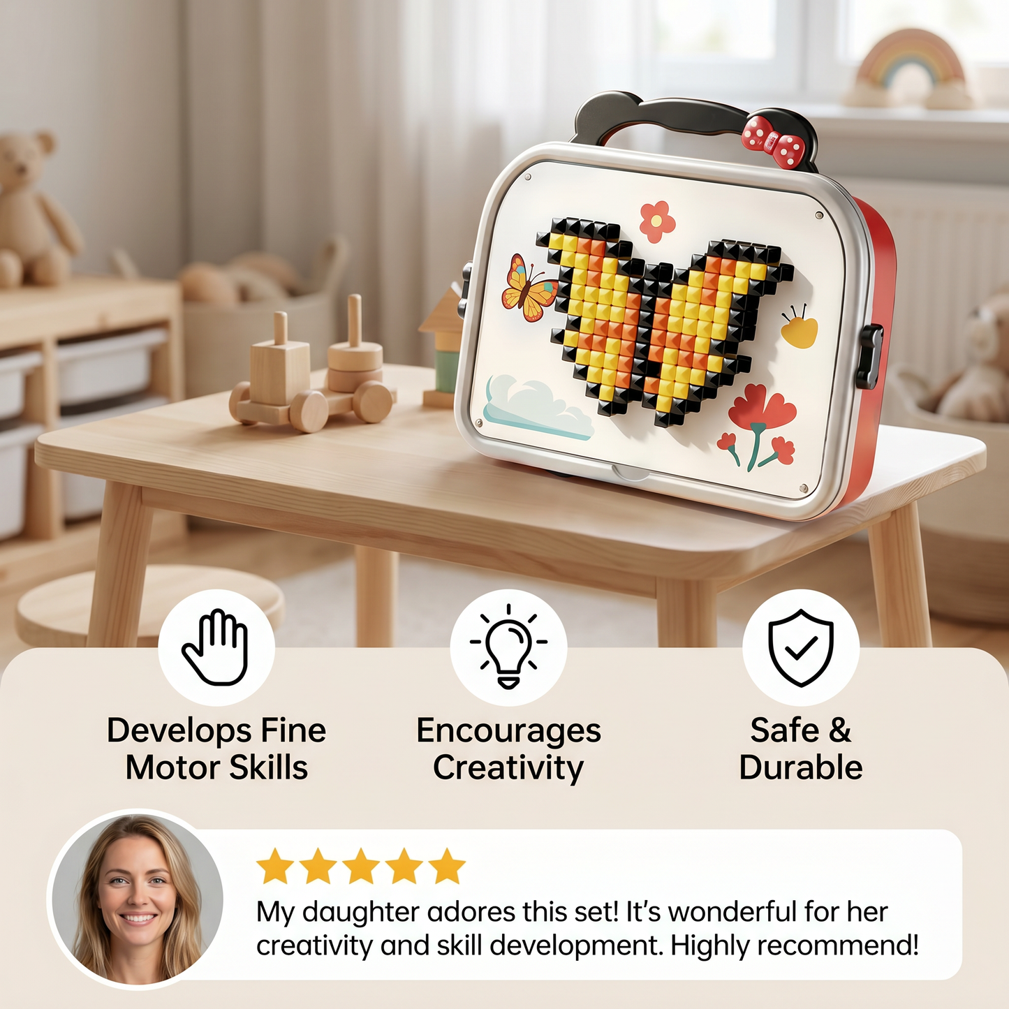 Kids Montessori Mushroom Pegboard Mosaic Puzzle Set