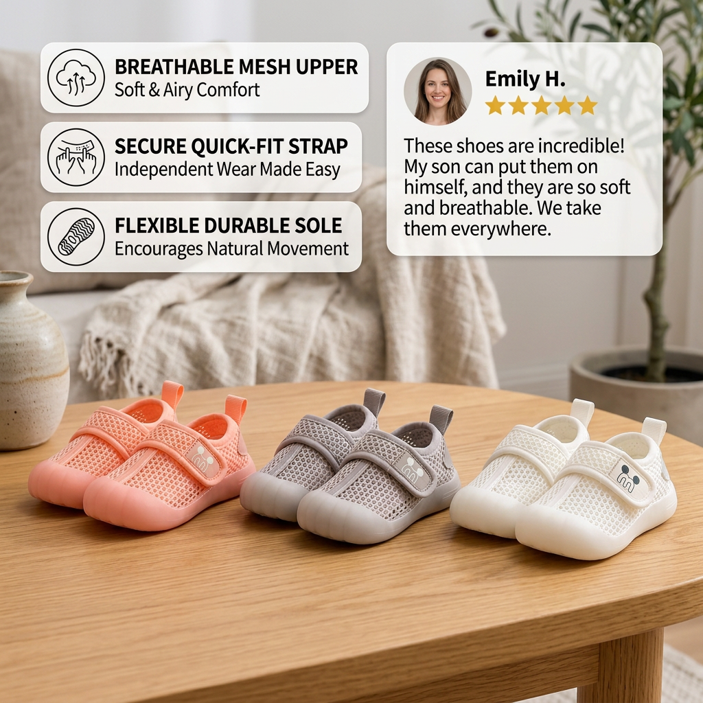 Comfortable Baby Shoes with Soft, Non-Slip Soles