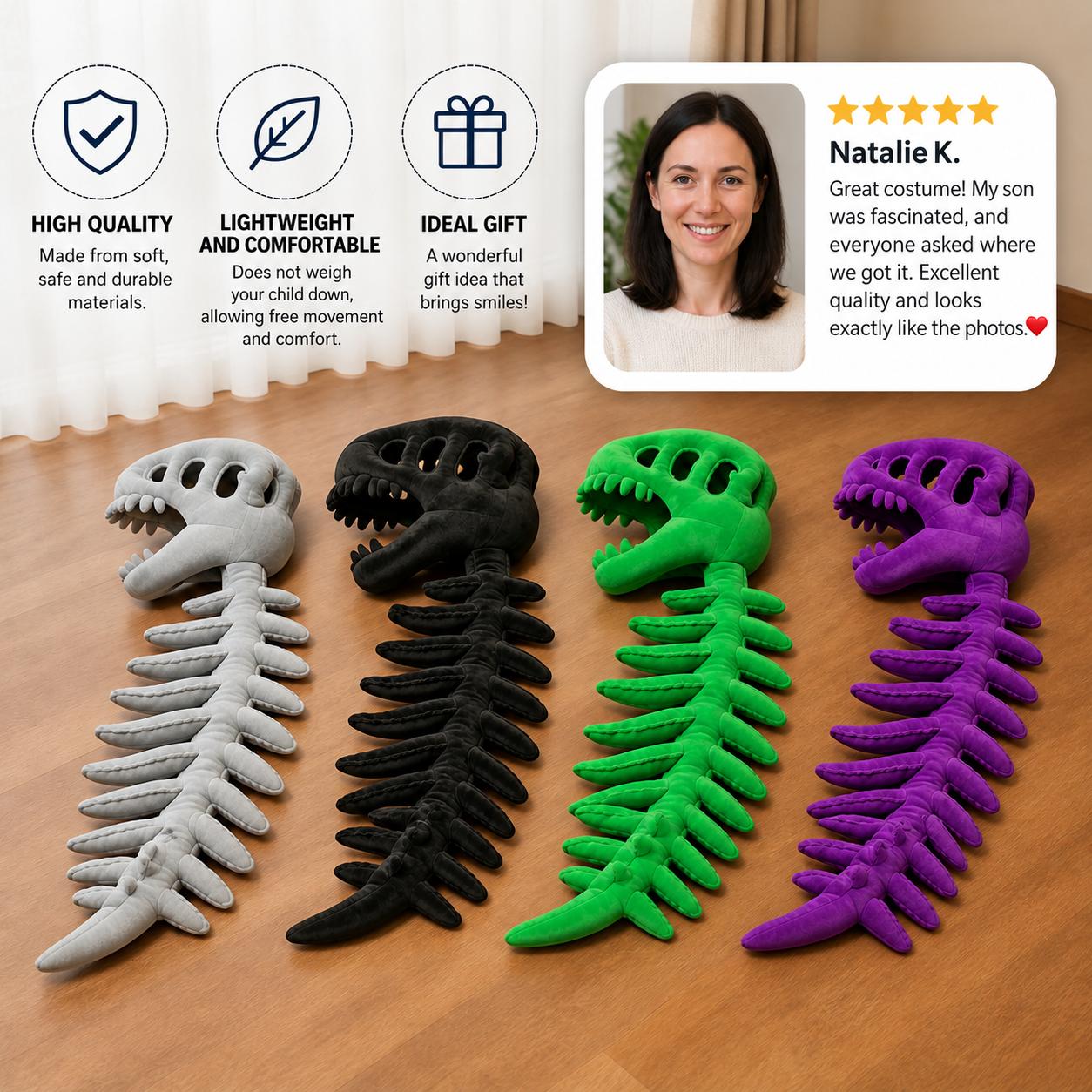 Funny Dinosaur Skeleton Plush Costume