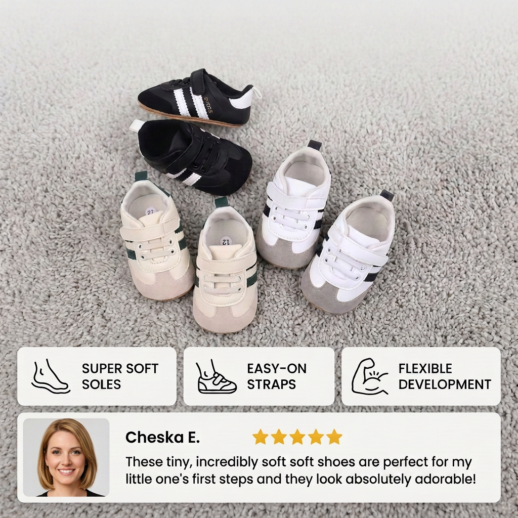 Classic Retro Baby Sneakers – Soft Sole First Walking Shoes